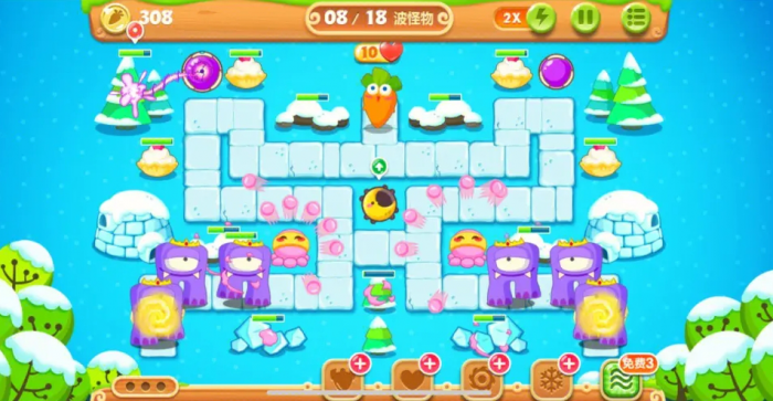 保卫萝卜2第六十一关怎么过1