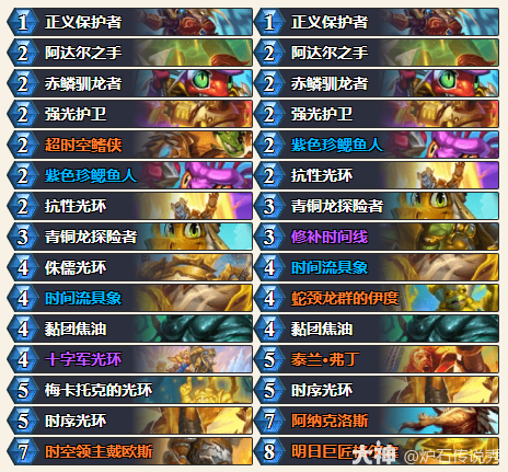 炉石传说穿越时间流抢先乱斗光环骑卡组推荐1