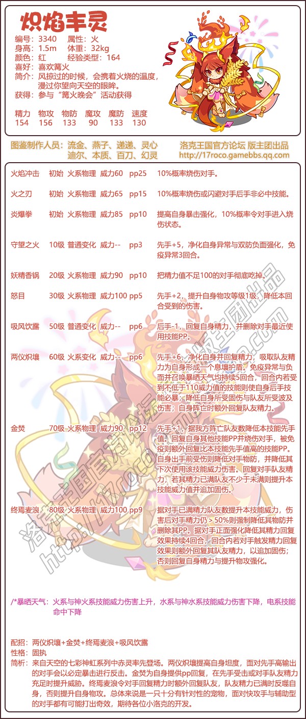 洛克王国炽焰丰灵技能表_洛克王国火炽之云
