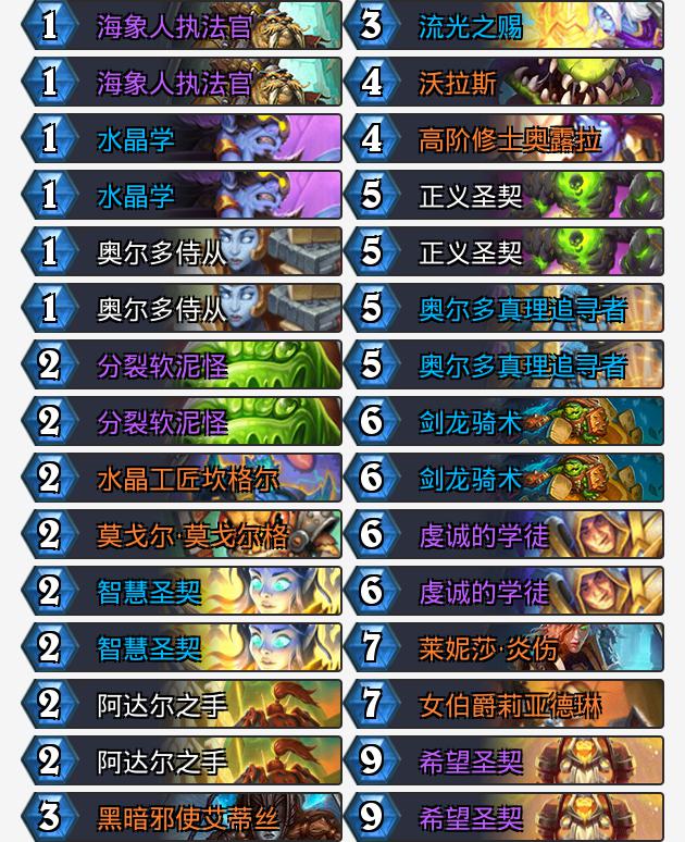 《炉石传说》通灵学园狂野圣契骑卡组预构筑1