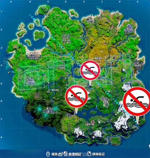 《堡垒之夜》禁止游泳告示牌位置1