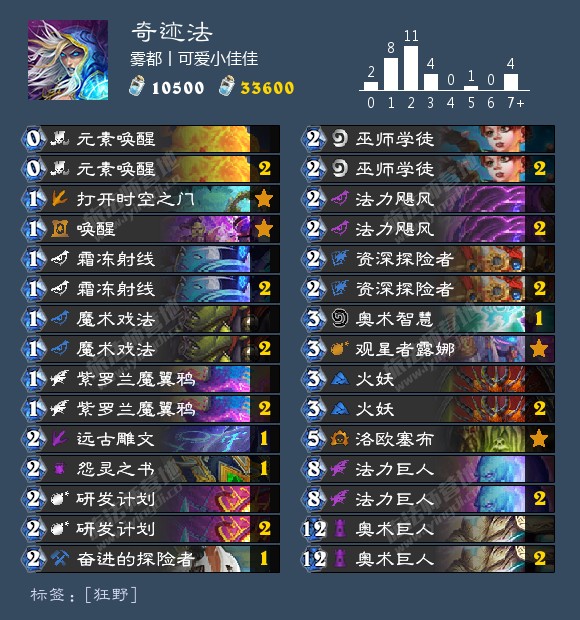 《炉石传说》外域的灰烬狂野模式奇迹法卡组介绍1