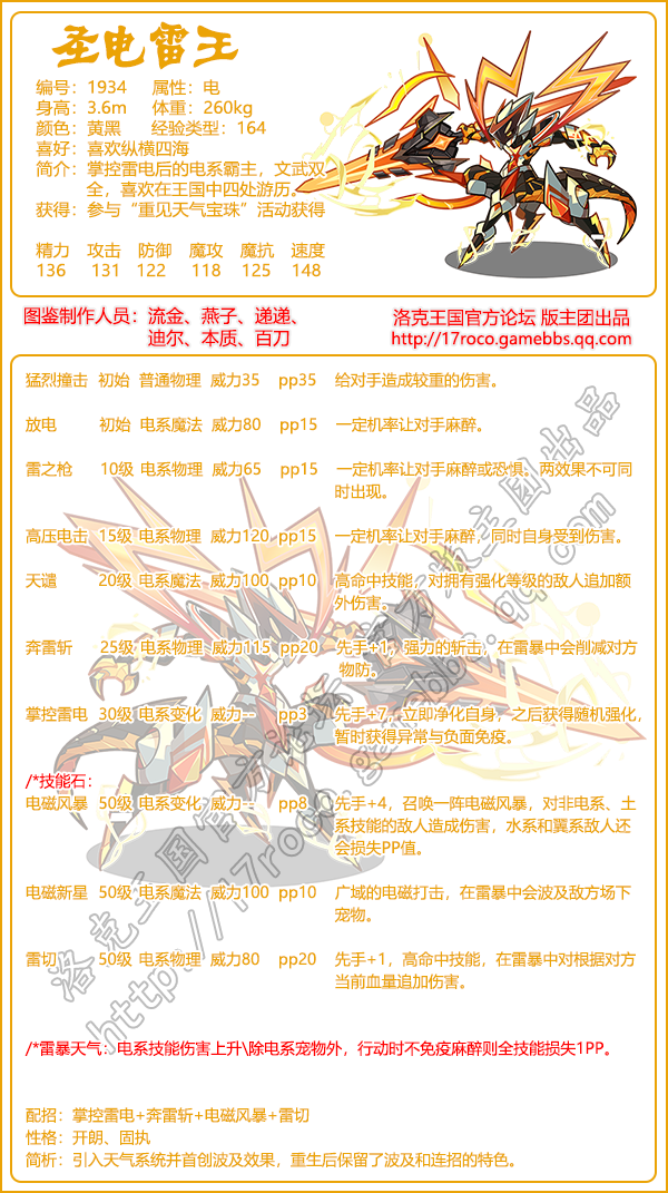 洛克王国圣电雷王性格推荐1