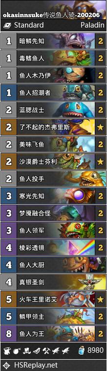 炉石传说巨龙降临okasinnsuke传说鱼人骑卡组构筑_炉石传说巨龙降临怎么获得