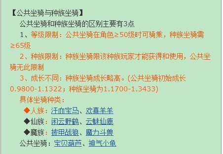 梦幻西游公共坐骑和种族坐骑区别是什么3