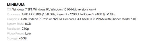 刺客信条奥德赛最低和推荐配置分别是什么?1